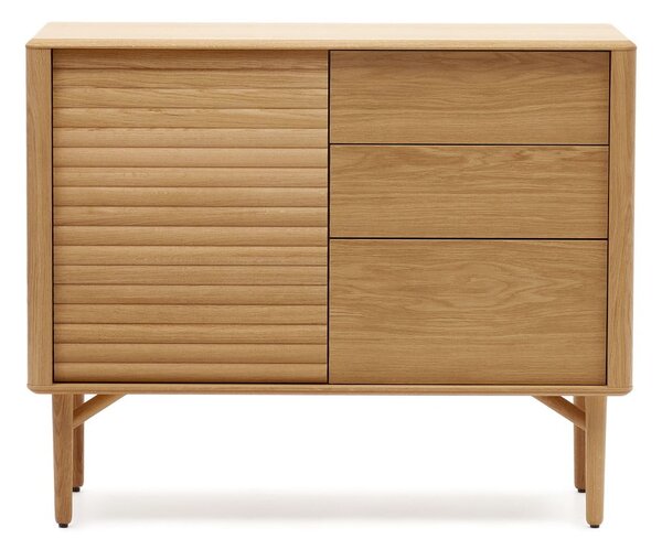 Nízká komoda v dekoru dubu v přírodní barvě 105x86 cm Lenon – Kave Home