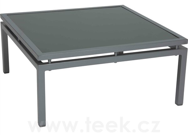 Stern Konferenční stolek Skelby, Stern, čtvercový 75x75x34,5 cm, rám lakovaný hliník šedý (graphite), deska sklo, tmavě šedé