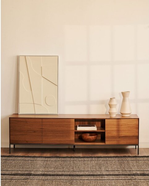 TV stolek v dekoru ořechu v přírodní barvě 195x55 cm Vedrana – Kave Home