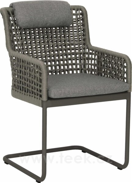 Stern Konzolové jídelní křeslo Greta, Stern, 54x58x50 cm, rám lakovaný hliník šedočerný (anthracite), lankový výplet šedý (platin), 100% akryl šedá (silk grey)
