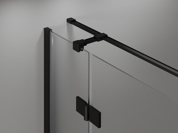 Mexen Mist HT, sprchový kout s výklopnými dveřmi pravý 70 x 95 cm, čiré sklo, černý profil, 8A5T-070-095-70-00-P