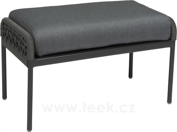 Stern Podnožka Greta, Stern, 75x40x47 cm, rám lakovaný hliník šedočerný (anthracite), lankový výplet šedý (platin), 100% akryl šedá (silk grey)