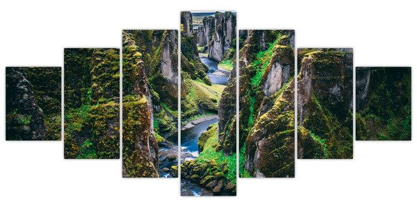 Obraz - Řeka ve skalnatém údolí (210x100 cm)