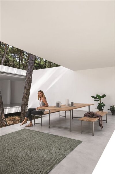 Gloster Teaková jídelní lavice Atmosphere, Gloster, 173x44x42 cm, hliník světle béžový (fossil), teak, prodej pouze v sadě se stolem