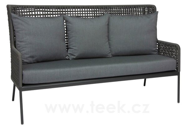 Stern Hliníkové 3-místná pohovka/sofa Greta, Stern, 166x74x102 cm, rám lakovaný hliník šedočerný (anthracite), lankový výplet šedý (platin), 100% akryl šedá (silk grey)