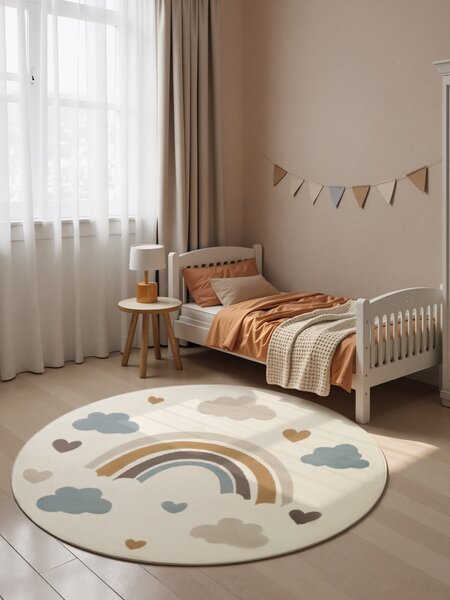 Hanse Home, Dětský koberec Adventures 106418 Cream Multicolor kruh, 160x160 (průměr) kruh, vícebarevná, dětský pokoj