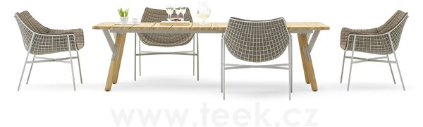 Varaschin Rozkládací jídelní stůl snížený Link, Varaschin, obdélníkový 200-255-310x100x66 cm, rám kov, nohy teak, deska HPL kat. A, barevné provedení dle vzorníku