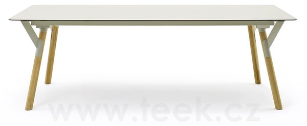 Varaschin Jídelní stůl Link, Varaschin, obdélníkový 160x90x72 cm, rám kov barva dle vzorníku, nohy teak, deska teak