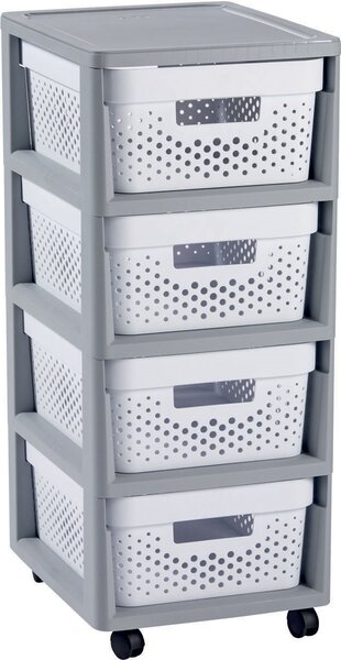 Curver Šuplíky INFINITY 4x11L děrované bílé, rozkládací