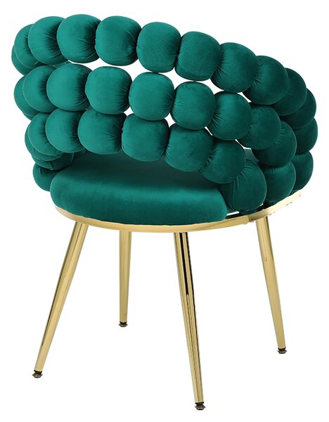 Velaco Velurové křeslo ATRIA Bubble, zelené/zlaté