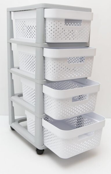 Curver Šuplíky INFINITY 4x11L děrované bílé, rozkládací