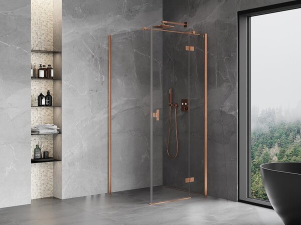 Mexen Mist HT, sprchový kout s výklopnými dveřmi pravý 80 x 80 cm, čiré sklo, měděná matná, 8A5T-080-080-65-00-P