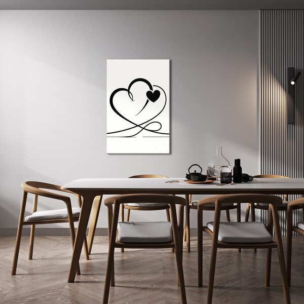 Obraz minimalistická černá srdce