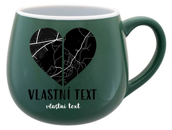 Personalizovaný keramický hrníček - dvě mapy jako srdce
