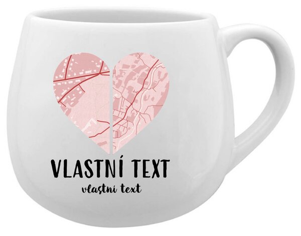 Personalizovaný keramický hrníček - dvě mapy jako srdce