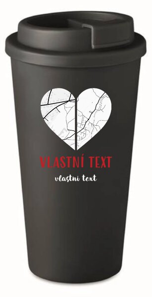 Personalizovaný cestovní termohrnek - dvě mapy jako srdce