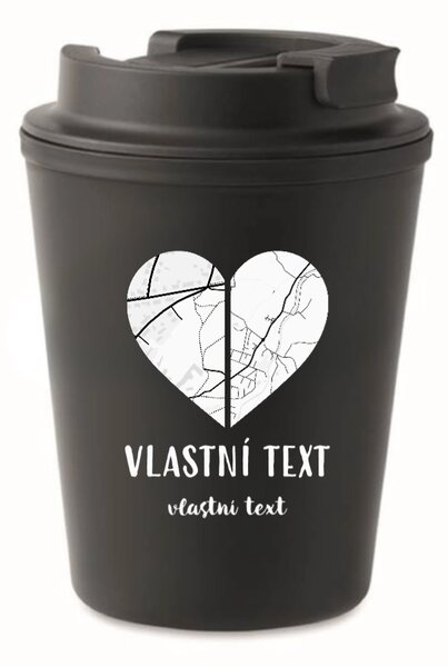 Personalizovaný cestovní termohrnek - dvě mapy jako srdce