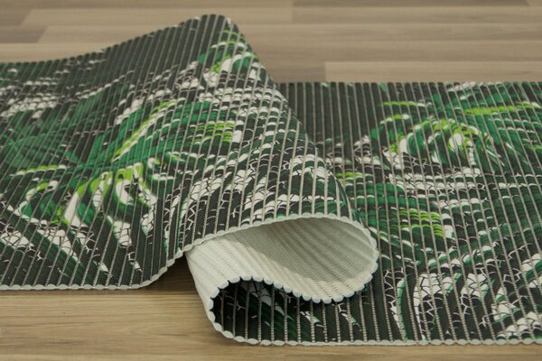 Koupelnová pěnová rohož Softy-tex Monstera zelená / černá