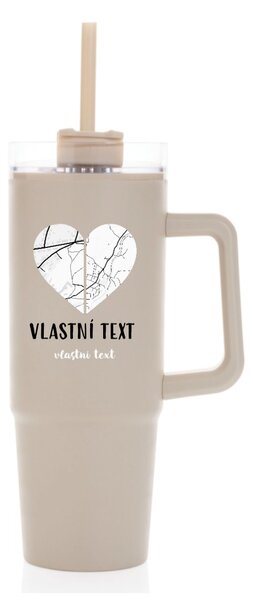 Personalizovaná termoska s průhledným víčkem - dvě mapy jako srdce