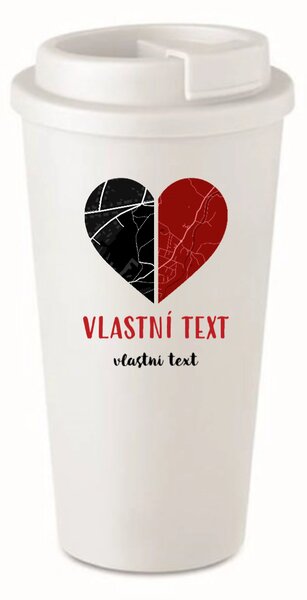 Personalizovaný cestovní termohrnek - dvě mapy jako srdce