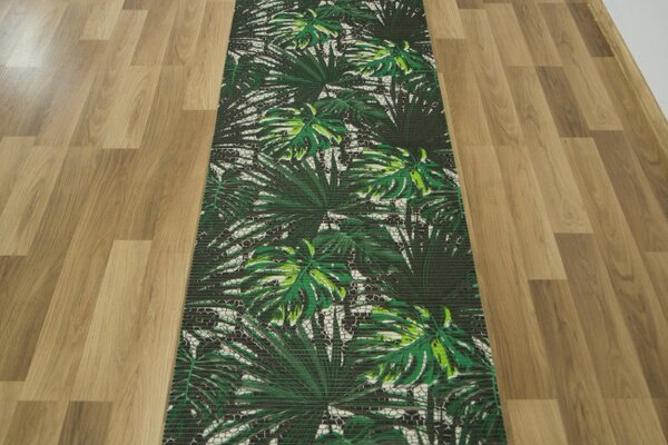 Koupelnová pěnová rohož Softy-tex Monstera zelená / černá
