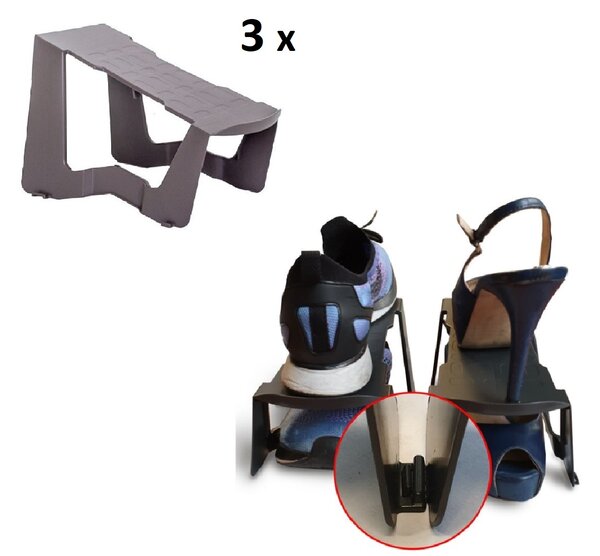ARTPLAST Flip Flap U22TO-KIT Organizér na boty šedohnědý, 3 ks