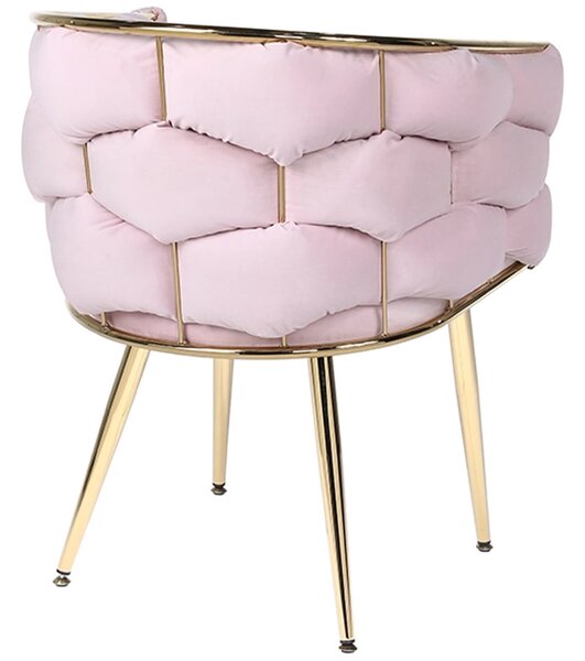Velaco Velurové křeslo BORNEO Bubble, světle růžové/zlaté