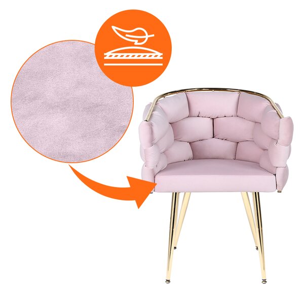 Velaco Velurové křeslo BORNEO Bubble, světle růžové/zlaté