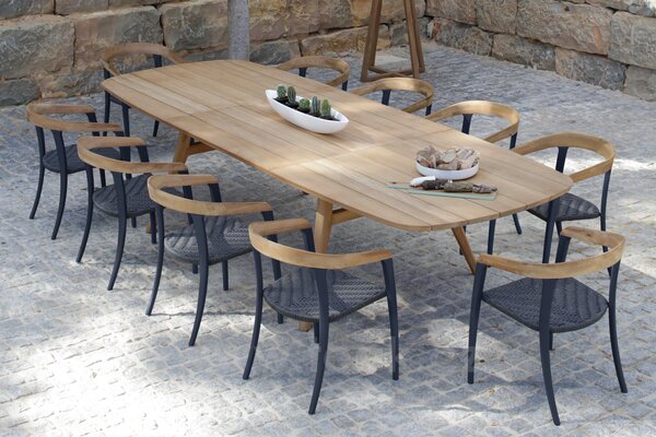 Royal Botania Jídelní křeslo Jive, Royal Botania, rám hliník anthracite a teak, výplet lanko Olefin grey