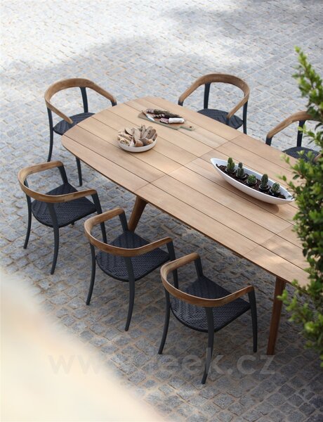 Royal Botania Jídelní křeslo Jive, Royal Botania, rám hliník anthracite a teak, výplet lanko Olefin grey