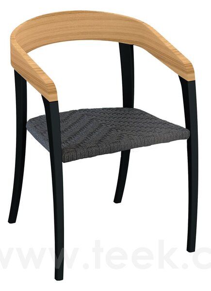 Royal Botania Jídelní křeslo Jive, Royal Botania, rám hliník anthracite a teak, výplet lanko Olefin grey