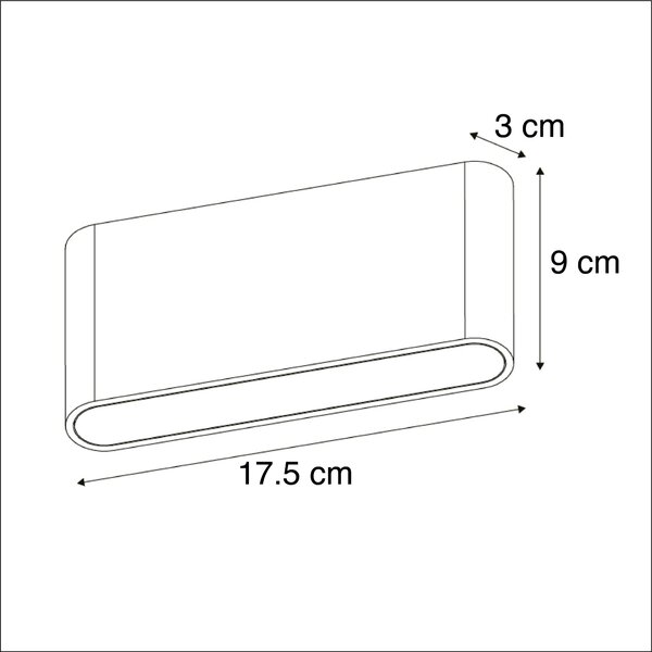 Venkovní nástěnné svítidlo tmavě šedé 17,5 cm vč. LED IP65 - Batt