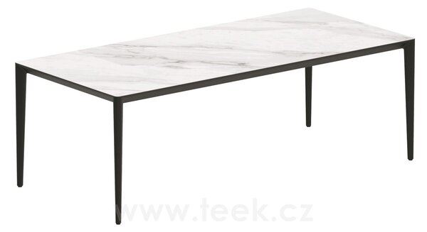 Royal Botania Jídelní stůl U-Nite, Royal Botania, 220x100x75 cm, rám hliník anthracite, deska keramika bílá
