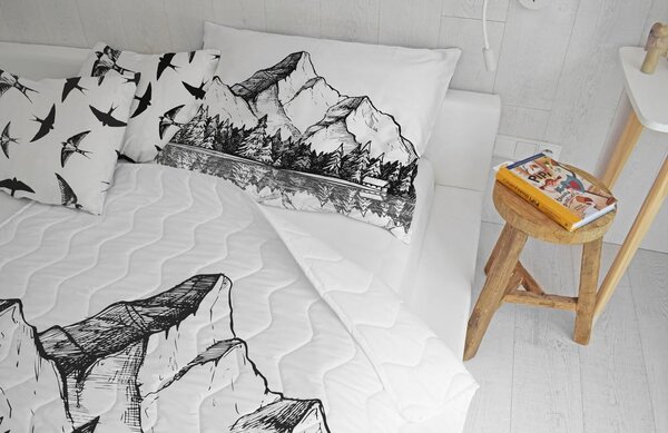Prošívaná deka a povlak na polštář v sadě z bavlněného saténu 140x200 cm – Butter Kings