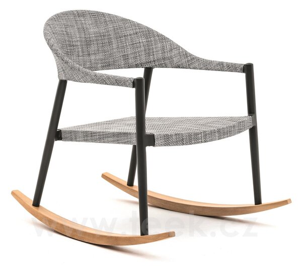 Varaschin Houpací nízké křeslo Clever, Varaschin, rám hliník/iroko, výplet textilen, barevné provedení dle vzorníku, bez sedáku