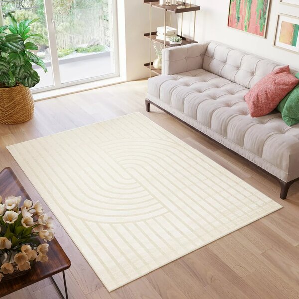 Makro Abra Kusový sisalový koberec PATIO NM73A Moderní Geometrický krémový Rozměr: 80x150 cm