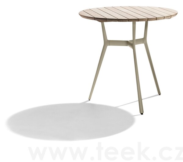 Tribu Jídelní stolek Branch, Tribu, kulatý 80x75 cm, rám hliník white, deska teak