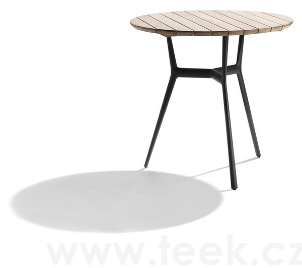 Tribu Jídelní stolek Branch, Tribu, kulatý 80x75 cm, rám hliník white, deska teak