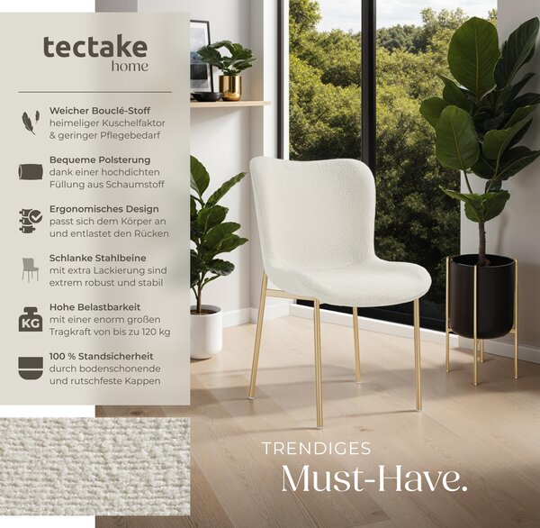 Tectake® Tessa čalouněná židle ergonomického tvaru s vysokým opěradlem 54 x 62 x 90 cm
