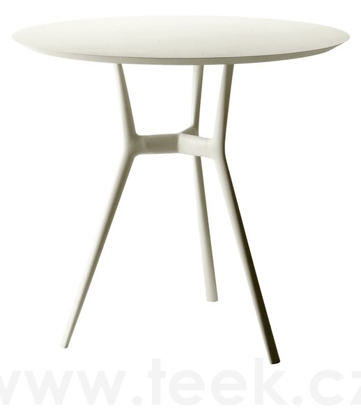 Tribu Jídelní stolek Branch, Tribu, kulatý 80x75 cm, rám hliník white, deska teak