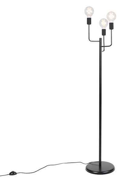Moderní stojací lampa černá 3-světlo - Facile