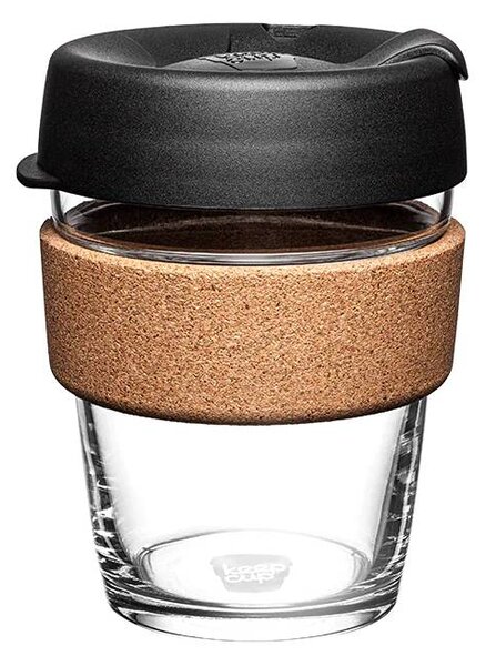 Skleněný hrnek KeepCup Brew Cork Black M, 340 ml