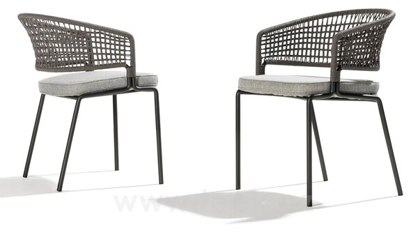 Tribu Jídelní křeslo CTR, Tribu, rám lakovaná nerez white, výplet lankový linen, bez sedáku