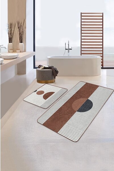 Bílo-hnědé koupelnové předložky v sadě 2 ks 60x100 cm – Mila Home