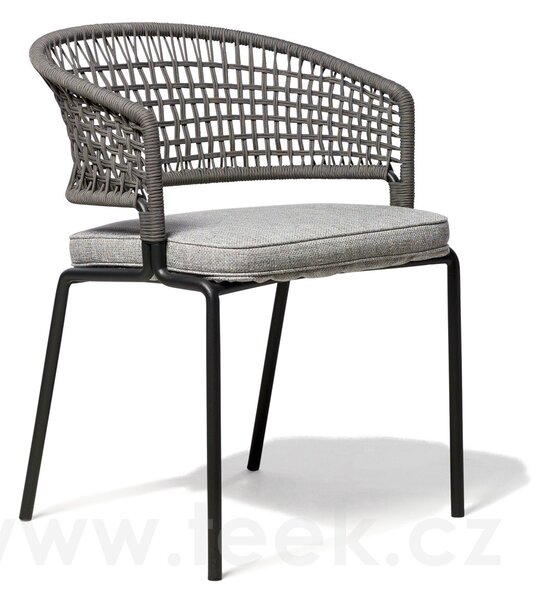 Tribu Jídelní křeslo CTR, Tribu, rám lakovaná nerez white, výplet lankový linen, bez sedáku