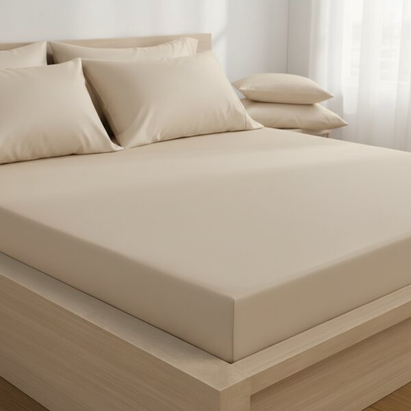 Kvalitex Saténové prostěradlo s gumou béžové 80x200cm