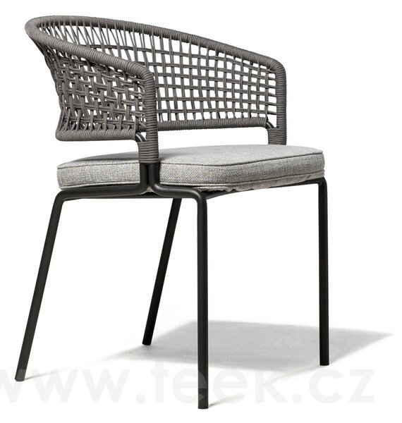 Tribu Jídelní křeslo CTR, Tribu, rám lakovaná nerez white, výplet lankový linen, bez sedáku
