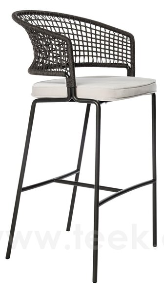 Tribu Barové křeslo CTR, Tribu, rám lakovaná nerez white, výplet lankový linen, bez sedáku