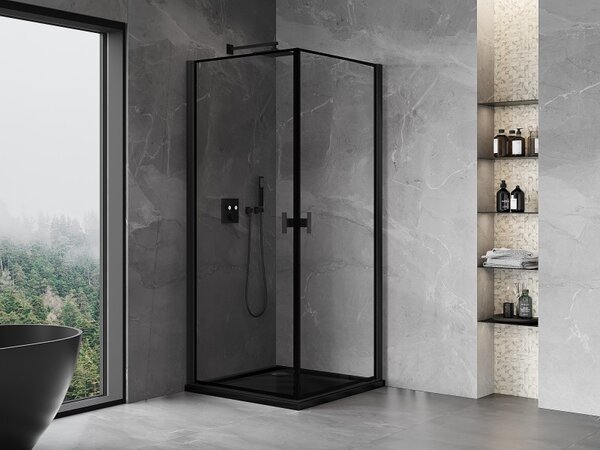 Mexen Mist-B Duo otočné sprchové kouty 80 x 80 cm, černý rámeček, černý - 8A2-080L-080P-70-70