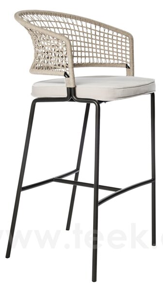 Tribu Barové křeslo CTR, Tribu, rám lakovaná nerez white, výplet lankový linen, bez sedáku
